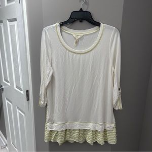 Matilda Jane Cream & Green Stripe Tunic Top-Md